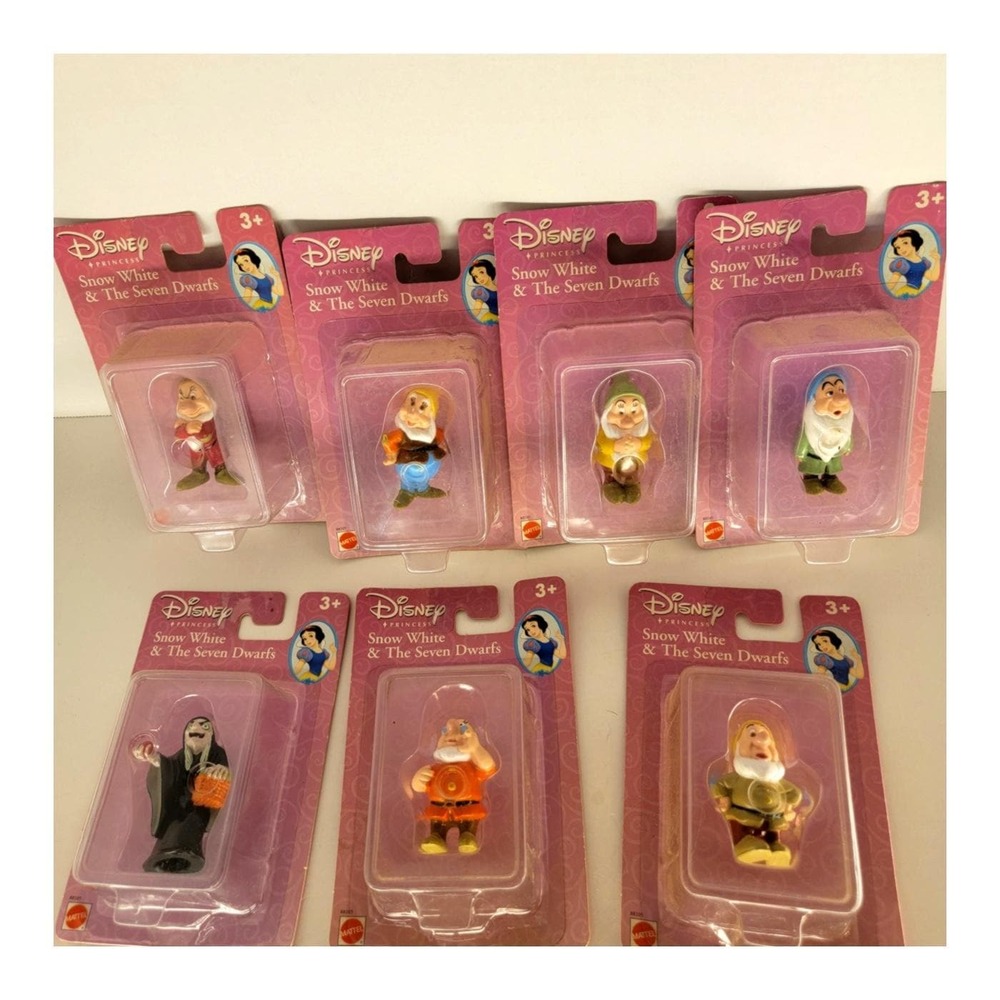 Vintage Disney Snow White & The Seven Dwarfs Mattel Figure Lot Carded Sealed